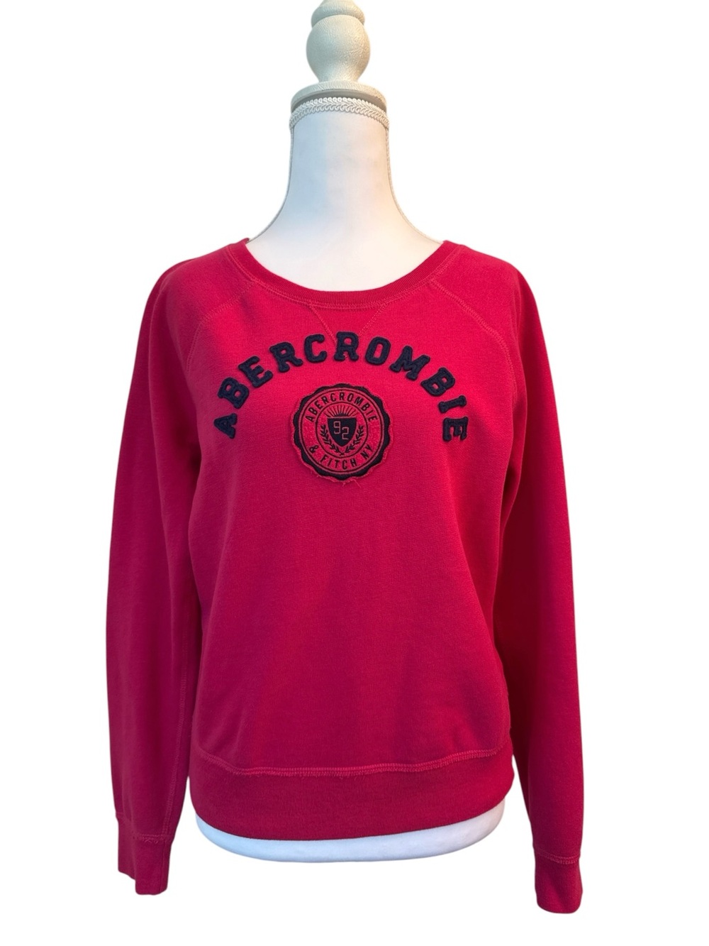 Abercrombie & Fitch Hot Pink Crewneck Sweatshirt with Navy Logo